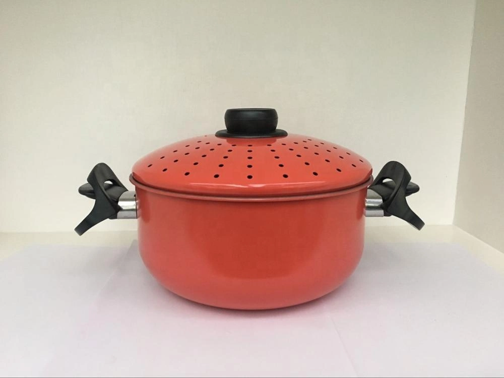 Sliver Color Carbon Steel Nonstick Pasta Pot Sets Kitchen Cooking Non Stick Pasta Pot with Strainer Lid