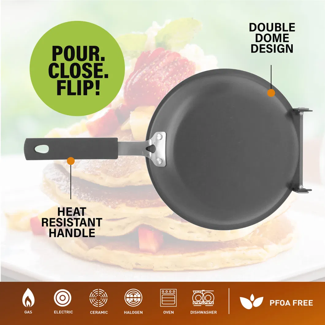 Nonstick-Copper-Pancake Maker Easy-Flip with Double Sided Omelets Frittatas Steel Double Pan