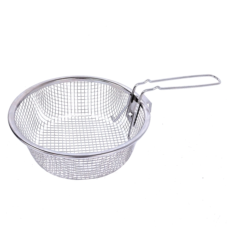 Round Potato Chips Frying Basket Stainless Steel Frying Pot Pan Basket