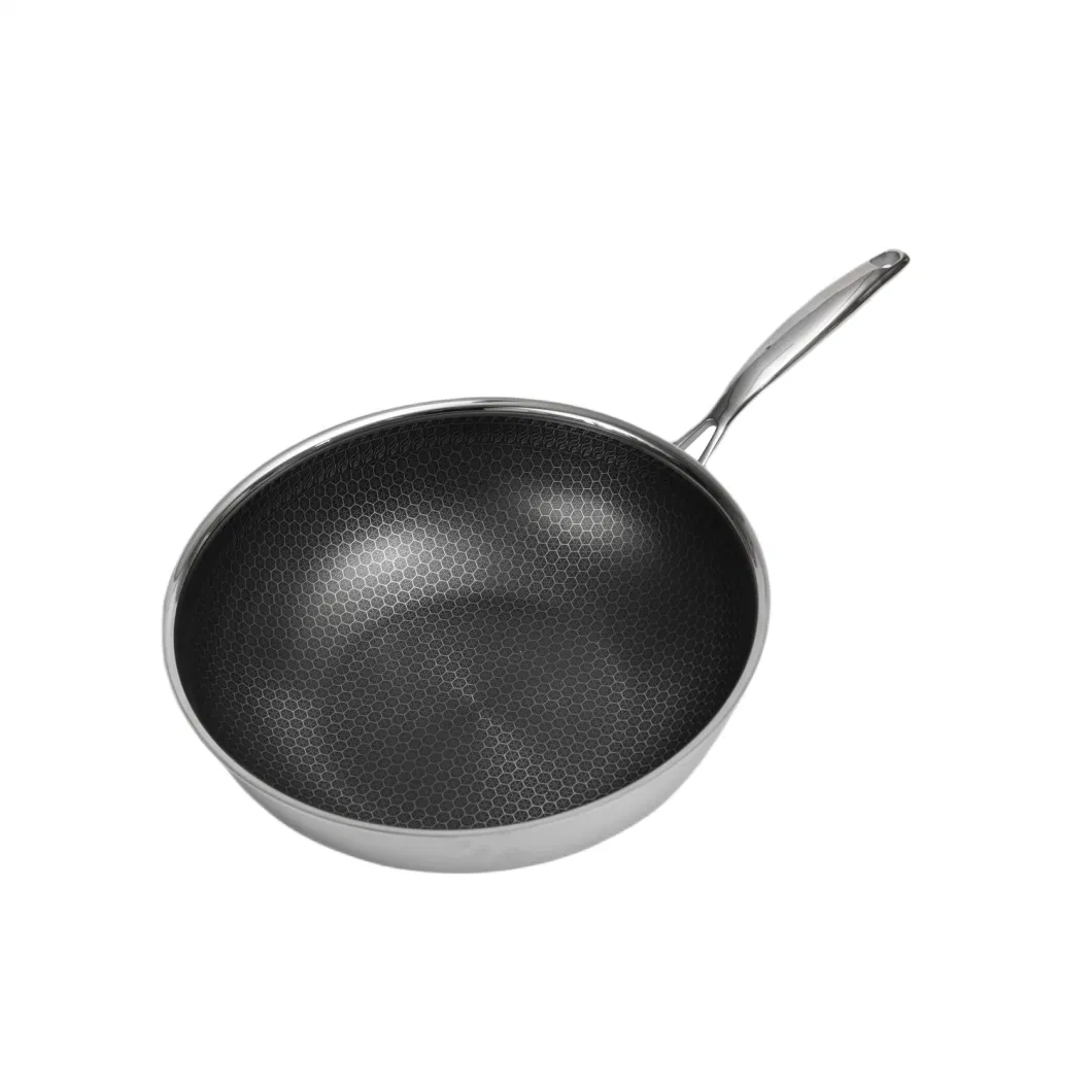 Best Selling Stainless Steel Cookware Non-Stick Honey Comb Coating 30cm Wok