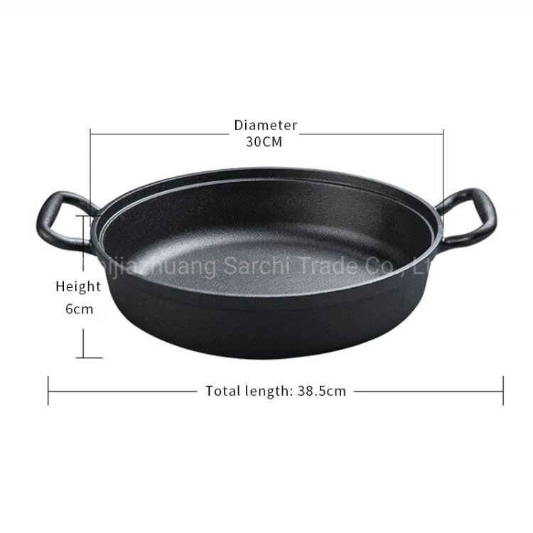 Wholesale Kitchen Cookware Pre-Seasoned Large Deep Stock Pot Cast Iron Skillet Frying Pan with Double Handle