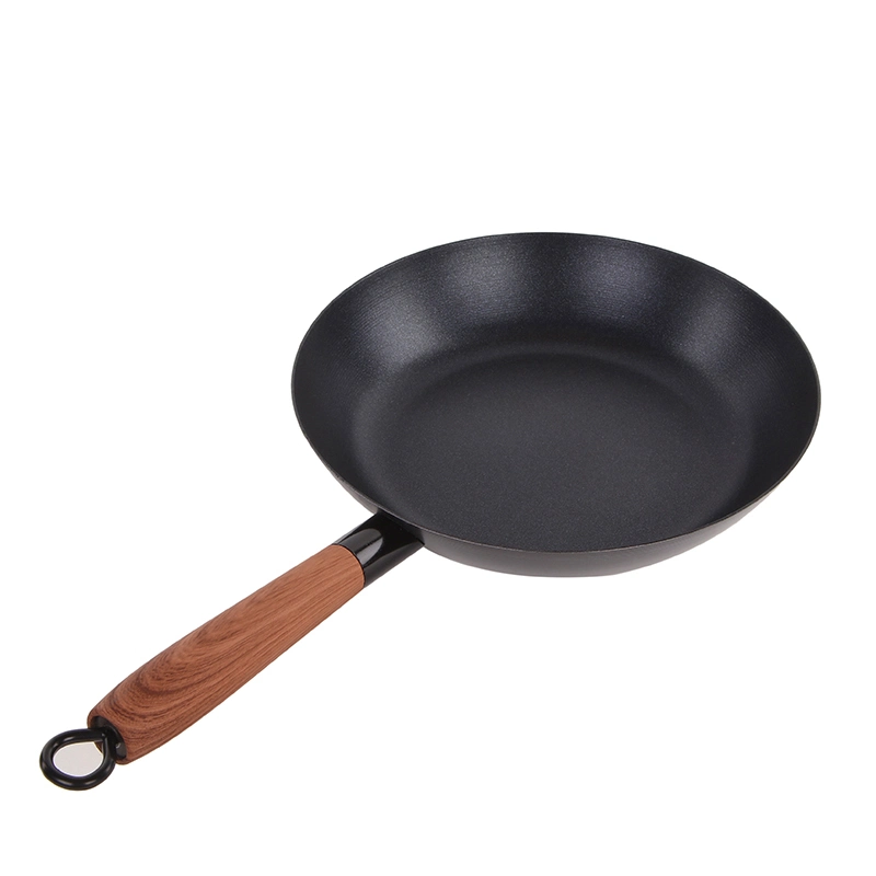 Wholesale 24cm 28cm Round Shape Carbon Steel Frying Pan Wok with Bakelite Handle