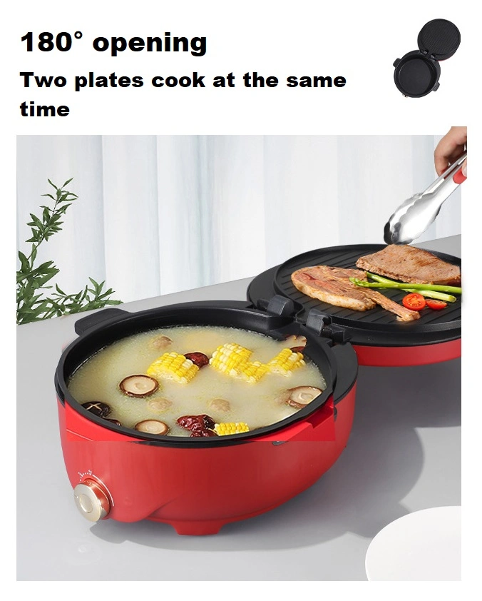 Multi-Function Smokeless Electric Hot Pot and BBQ Grill Pan Electric Grill 2 in 1