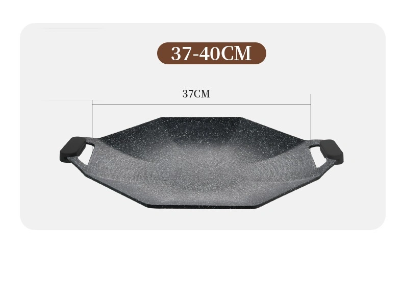 Aluminum BBQ Grill Pan with Two Handle and Induction Bottom 40cm