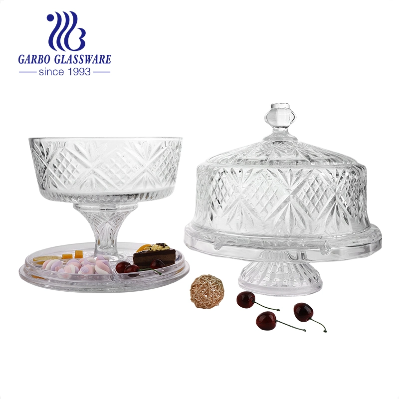 Wholesale Household Glass Cake Plate 288mm 315mm Hot Sale Glass Cake Pan with Lid