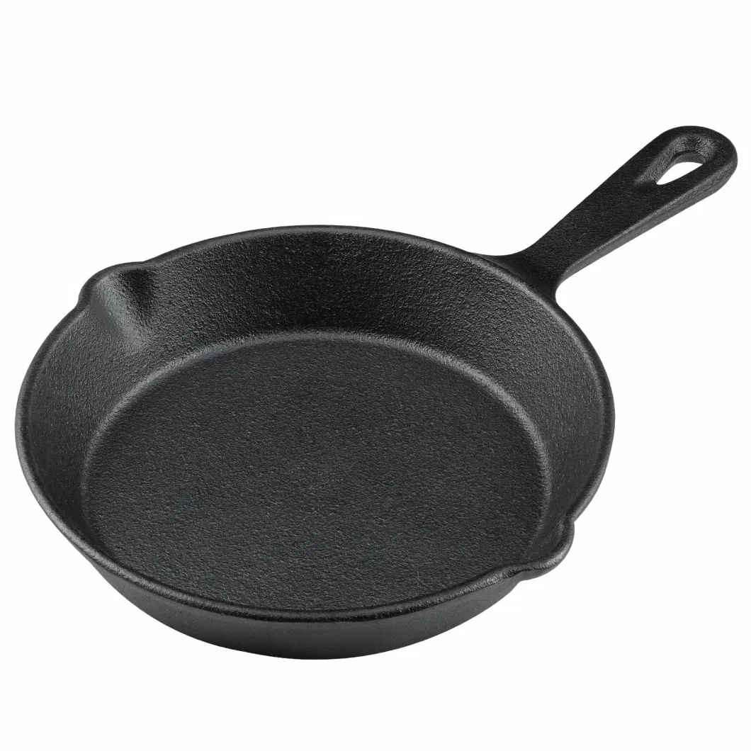 6-Inch Cast-Iron Skillet Frying-Pan with Drip-Spouts Pre-Seasoned Oven-Safe-Cookware Camping Cooking Grill Restaurant