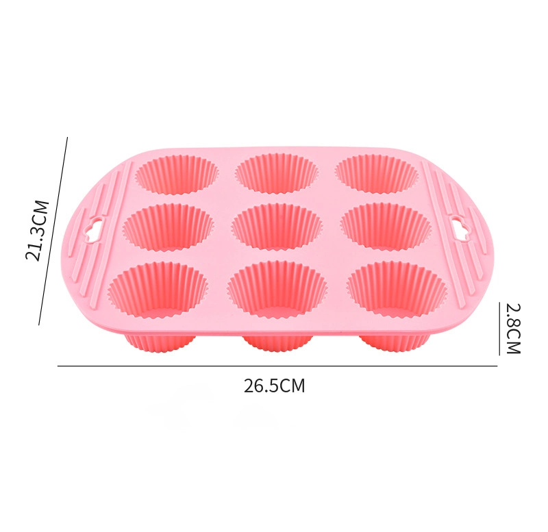 9 Cups Silicone Non-Stick Cupcake Pan and Muffin Pan with Ears