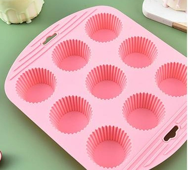 9 Cups Silicone Non-Stick Cupcake Pan and Muffin Pan with Ears