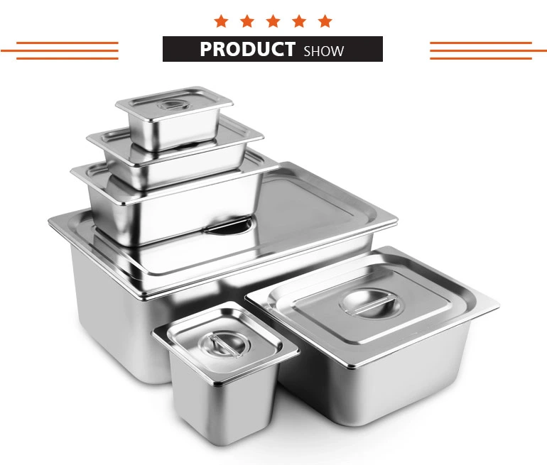 All Sides Stainless Steel Gn Pan for Restaurant Kitchen Hotel Food Container