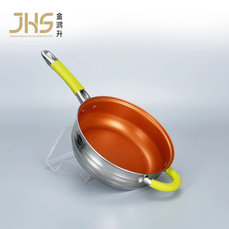 Induction Bottom Kitchen Nonstick Cookware Fry Pan Non Stick Frying Pan with Lid and Silicon Handle