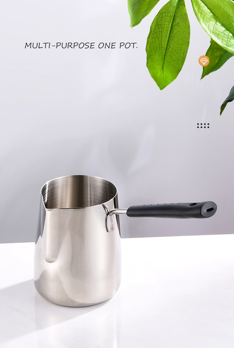 Stainless Steel Coffee/Milk Heating Pot Long Handle Coffee Cooking Pot