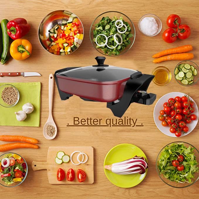 Kitchen Appliances 1400W Massive Power Square Bottom Multi Wok Electric Pan for Cooking