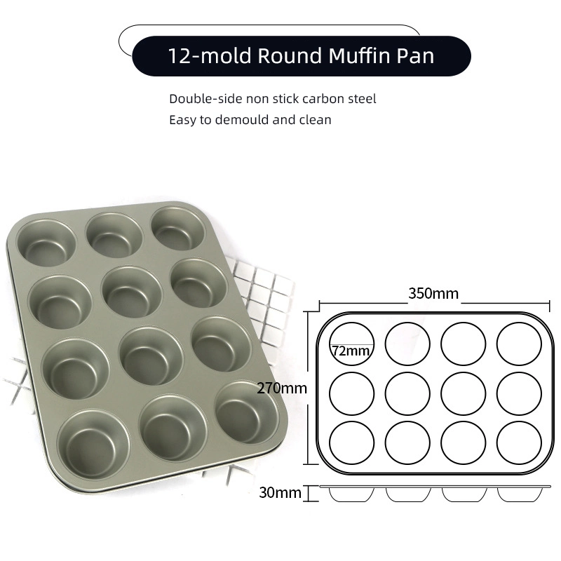 Bulk Home Kitchen Bakeware Small Sizes Carbon Steel Non Stick Baking Pan Mini Small Round Cupcake Muffin Cake Baking Pan