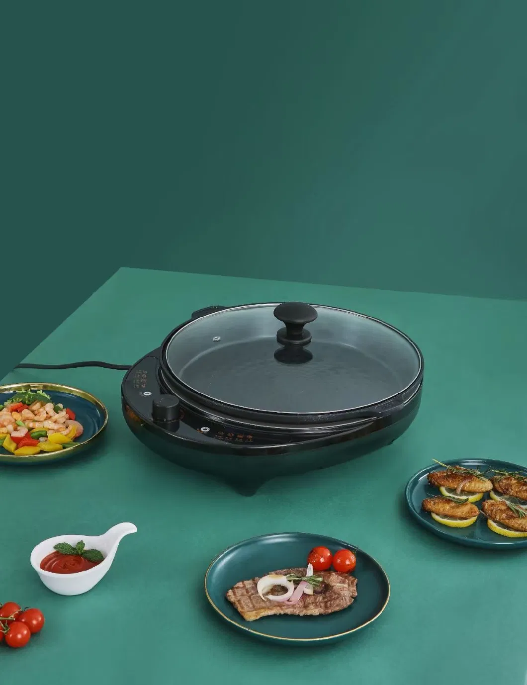 Electric Non-Stick Frying Pan Baking Tray Electric Skillet Grill Pan