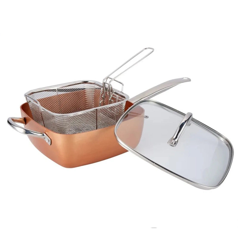 Copper Nonstick Ceramic Multi Deep Square Fry Pan (4PCS set)