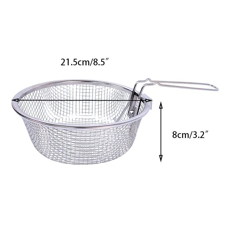 Round Potato Chips Frying Basket Stainless Steel Frying Pot Pan Basket