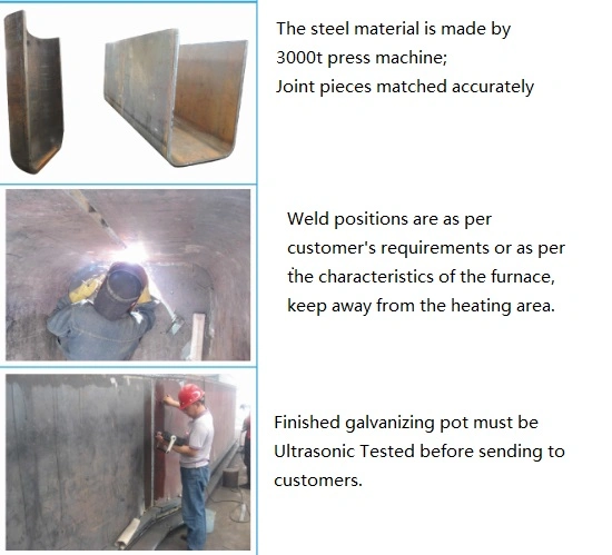 Low Carbon Steel Hot DIP Zinc Galvanizing Pot