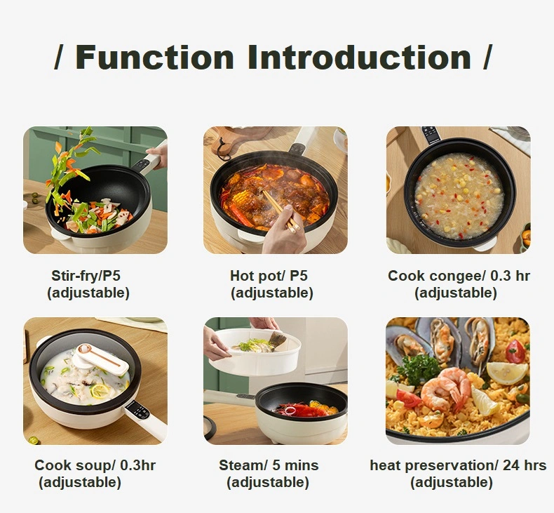 High-Performance 30cm Electric Frying Pan Low Pressure Lid 1500W Heating