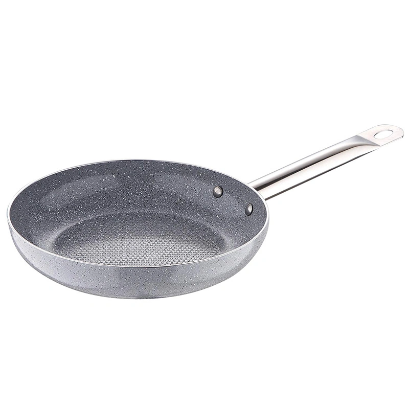 Non-Stick Ceramic Marble Fry Pan Induction Bottom Frying Pan Oil Free Skillet with Stainless Steel Handle