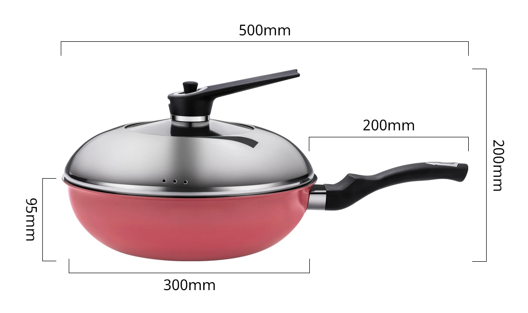 4PCS Frying Pan&Wok Cookware Set Non-Stick Coating Stainless Steel Outer Ceramic Layer