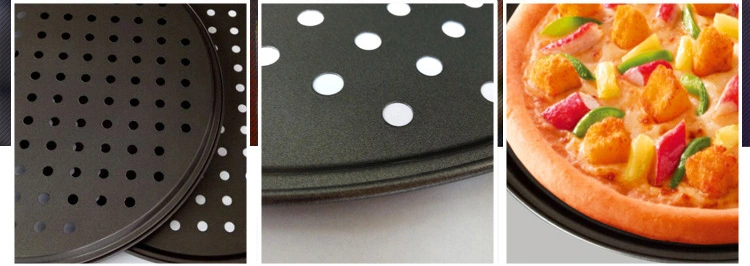 12inch High Quality Cheap Round Perforated Holes Style Oven Use Non Stick Carbon Steel Baking Tray Dish Pastry Pie Pizza Pans