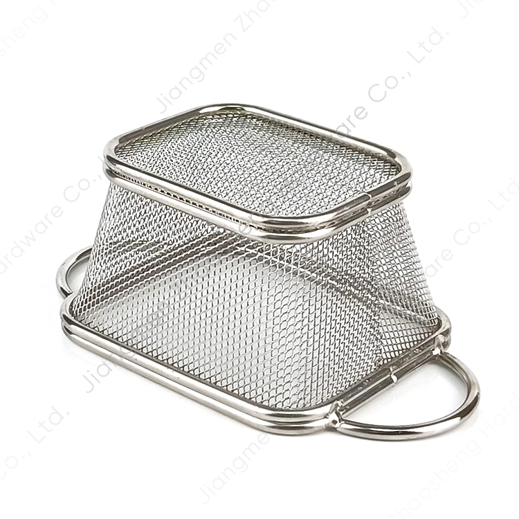 Burger Food Fried Potatoes Chip Serving Stainless Steel Mini Square Fry Basket for French Fries