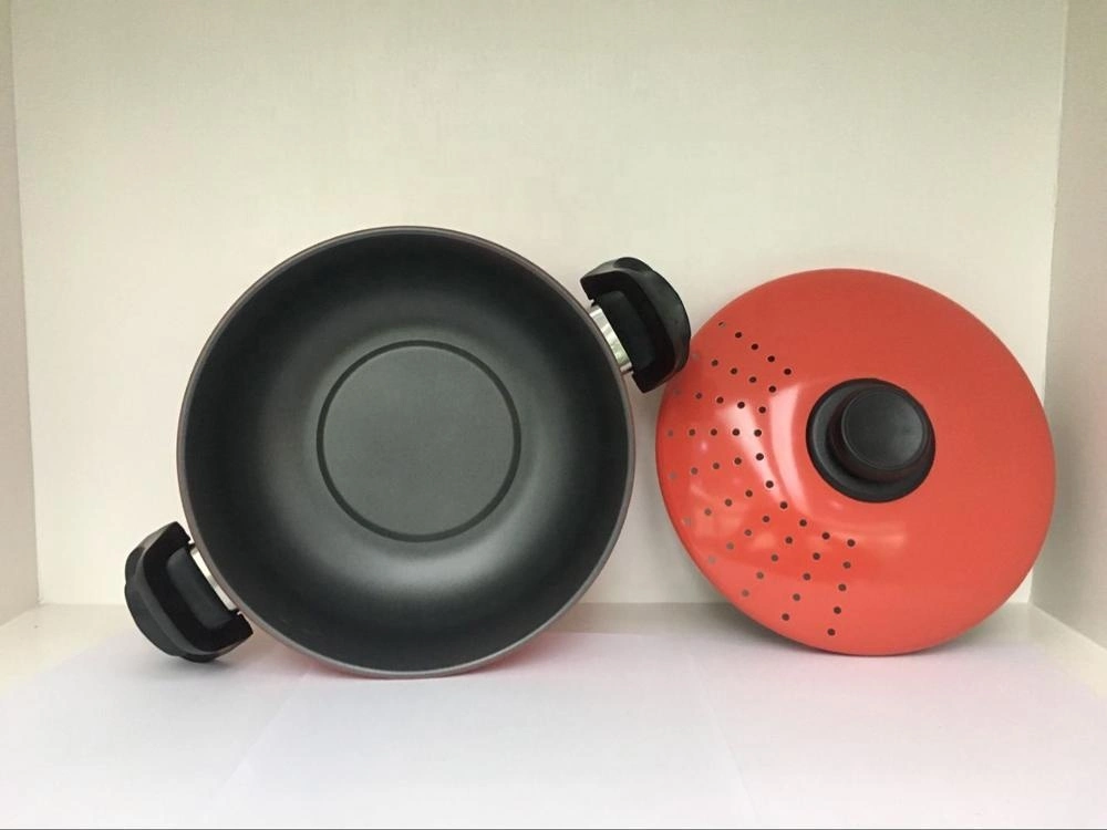 Colorful Red Carbon Steel Noodle Cooking Pot for Gas and Induction Cooker