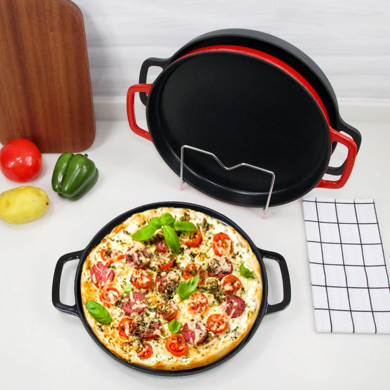 Healthy Vegetable Oil or Enamel Nonstick Cast Iron Pizza Pan Pealla Pan