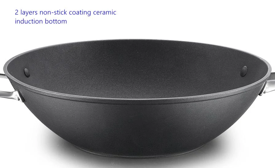 2 Layers Non-Stick Coating Ceramic Multifunctional Forged Alu Wok