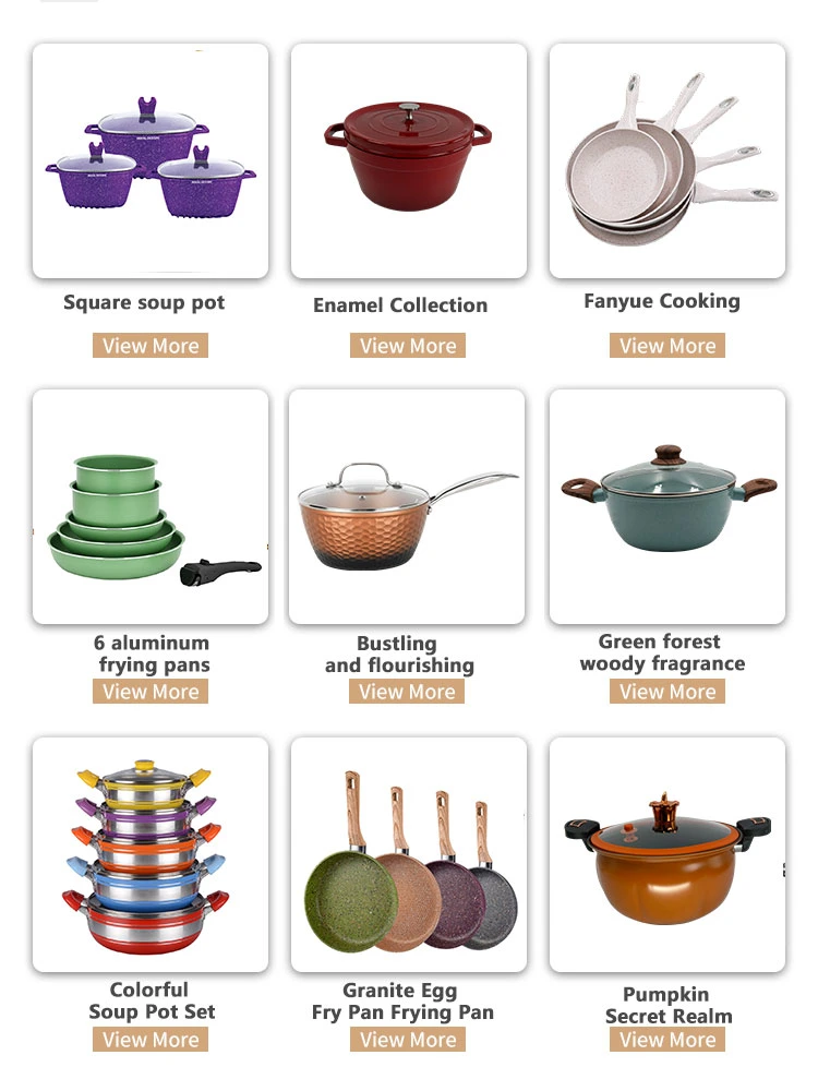 Ceramic Non Stick Pan Cooking Pot Set Non-Stick Cookware Set Pans with Cast Aluminum Lid