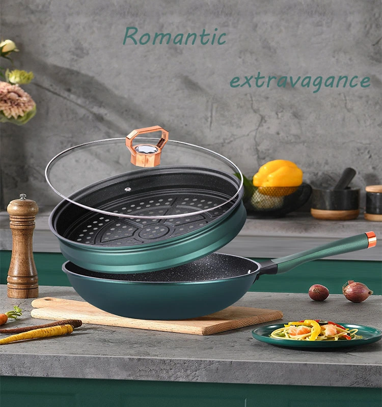 Medical Stone Coating Stick Frying Pan with Heat Resistant Handle