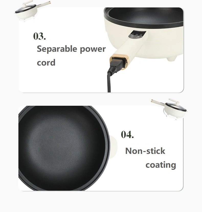 High-Performance 30cm Electric Frying Pan Low Pressure Lid 1500W Heating