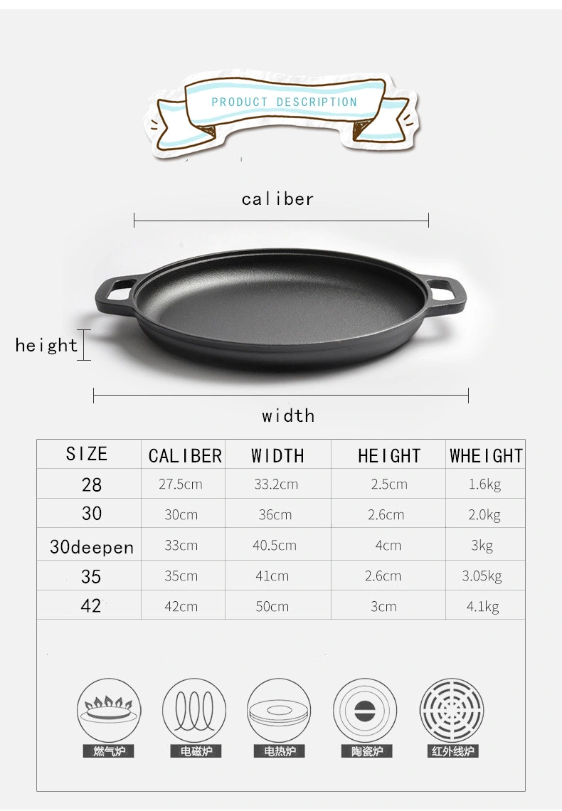 Hot Cast Iron Pizza Frying Pan