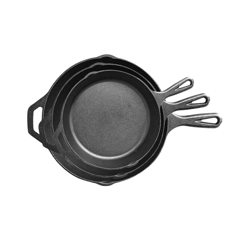 Cast Iron Skillet Pan Set 3 Piece - Pre-Seasoned, Oven Safe - 6&quot;, 8&quot;, 10&quot; - Suitable for All Hobs Including Induction