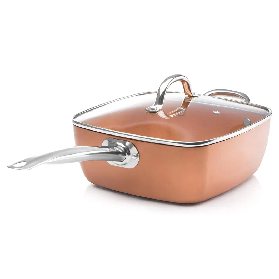 Copper Nonstick Ceramic Multi Deep Square Fry Pan (4PCS set)