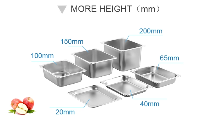Heavybao 2/4 Size Square Shape Stainless Steel Gn Food Pan