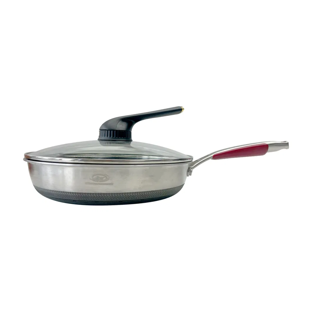 Stainless Steel Cookware Kitchen Appliance Factory Wholesale Frying Pan with Lid