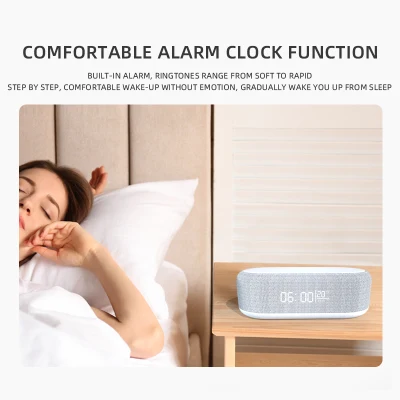 Portable Charging Station Wireless Charger with Night Light Alarm Clock Temperature Display 52mm Bt Speakers 18650 Battery