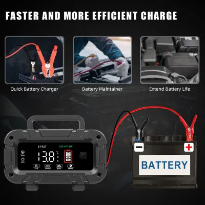 E-Fast Car Truck 12V 10A 24V 5A AGM Deep Cycle Gel Lead Acid Battery Charger with Intelligent Chip for Marine