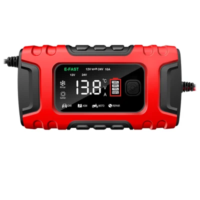24V 5A 7-Stage Lead Acid AGM Motorcycle Car Battery Charger 12V 10A Smart LCD Display Automatic Charger