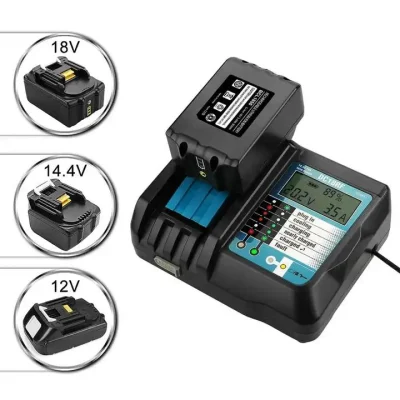 DC18RC Li-ion Battery Charger with LED Screen Suitable for Makita 14.4V-18V Lithium-Ion Battery Bl1830 Bl1840 Bl1850 Bl1815
