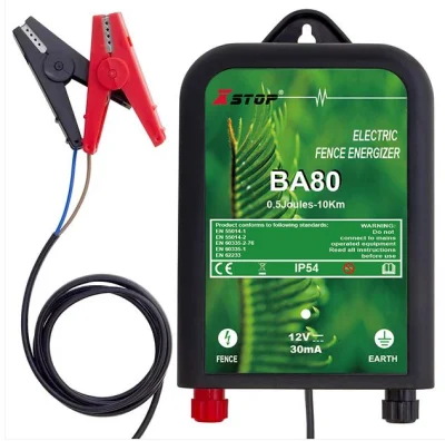 DC12V Battery Electric Fence Energizer Output 0.6 Joule Fencing Charger for Agriculture
