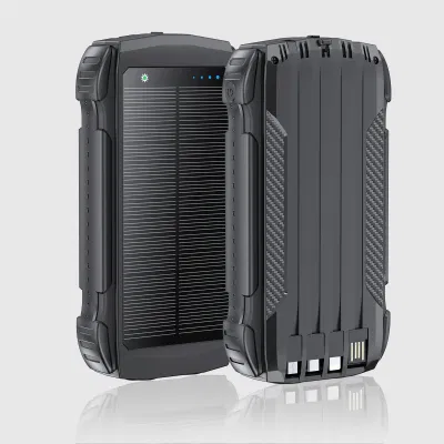 Waterproof 20000mAh Battery Outdoor Power Charger with Detachable Cable Solar Power Bank