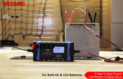 Portable Automatic Car Battery Charger 6V/12V Motorcycle Pulse Repair Trickle Charger for Lead Acid Battery Compatible W/ All Types of Vehicles 8 Stages Program