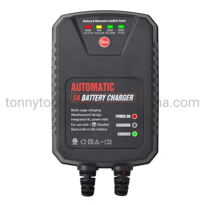 12V 5AMP Fully Automatic Smart Battery Charger, Direct-Mount Onboard Marine Charger IP67, Portable Trailer Charger Maintainer