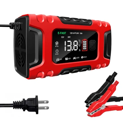 24V 5A 7-Stage Lead Acid AGM Motorcycle Car Battery Charger 12V 10A Smart LCD Display Automatic Charger