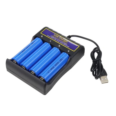Factory Supply NiMH AA AAA Size Portable Fast Battery Charger 4 Slot USB Cable Model Cylindrical Battery Charger