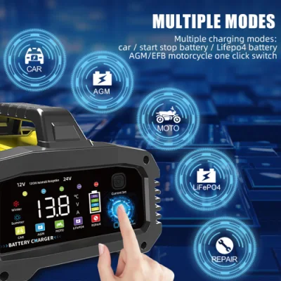 Portable Car Truck Battery Charger 12V 24V Fast Solar System Battery Charger with RoHS CE Ukca Certified