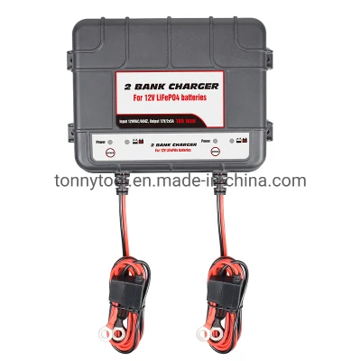 2-Bank, 10A (5A Per Bank) LiFePO4 Fully-Automatic Smart Marine Battery Charger, 12V Onboard Dual Bank Charger for Car, Truck, RV