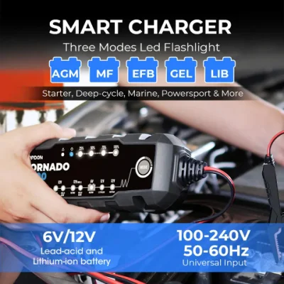 Topdon America Australia UK Stock T4000 Portable Intelligent Smart Multiple Lead Acid Lithium Ion Universal 6V 12volt Auto Truck Motorcycle Car Battery Charger